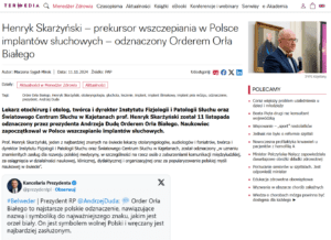 Prof. Henryk Skarżyński z Orderem Orła Białego - Termedia