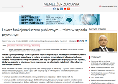 Prawna ochrona lekarzy artykuł MZ